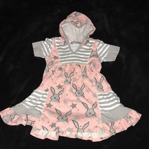 “Jelly the Pug”Bunny Stripes Dress